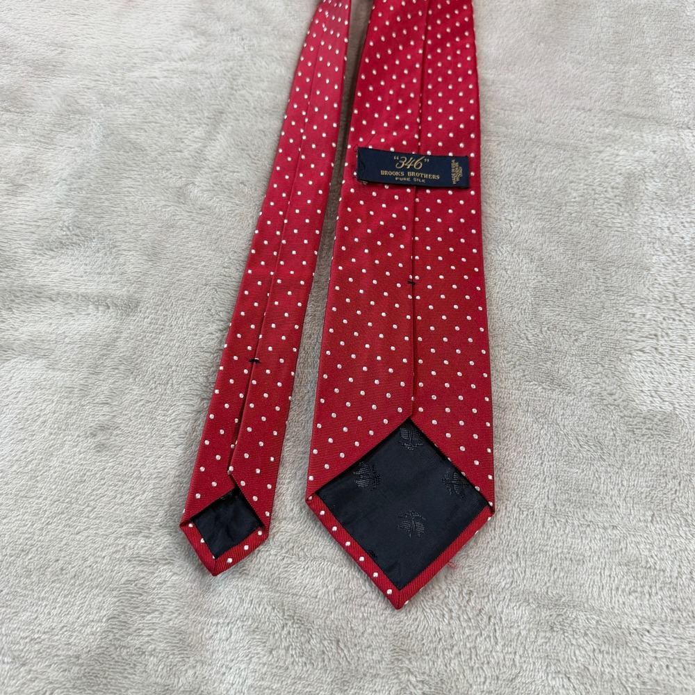 Brooks Brothers 346 Mens Red White Polka Dot Silk Tie Made in USA 57x3 Italy - Picture 3 of 7